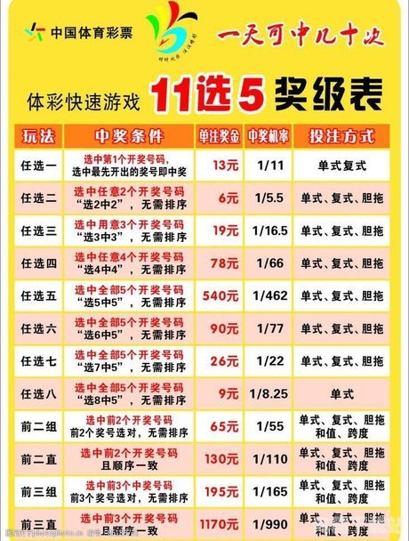 十一选五玩法及中奖规则详解，解锁数字彩票的乐趣与机遇十一选五玩法及中奖规则图